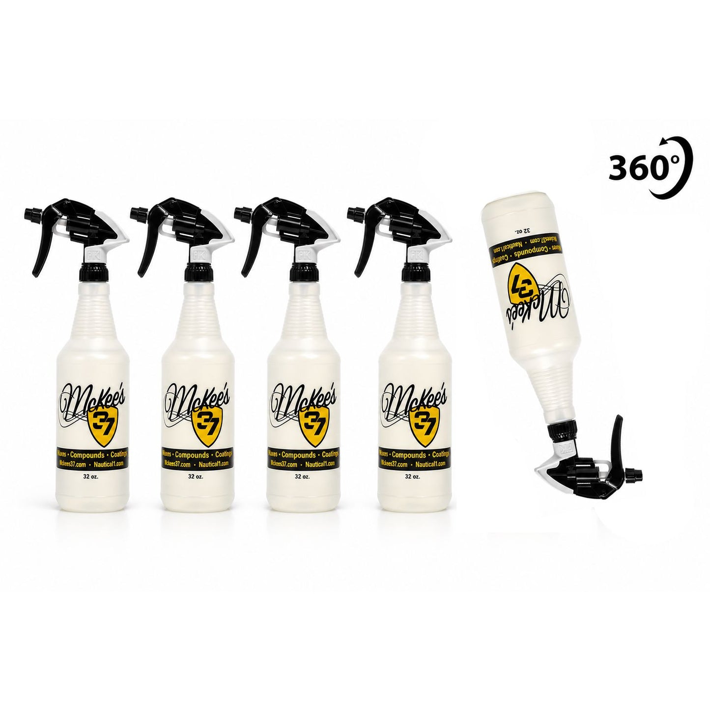 McKee’s 37 360° Spray Bottles – 5 Pack with IK Multi TR 1 360° Trigger Sprayers