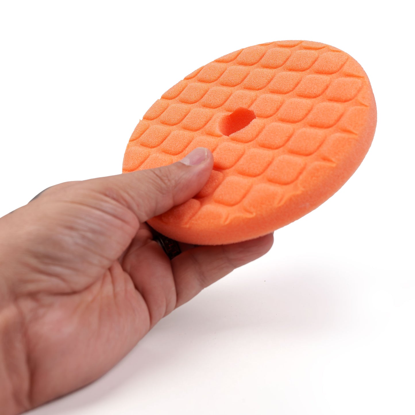 6.75 Inch CCS Waffle ORANGE Heavy Foam Polishing Pad.
