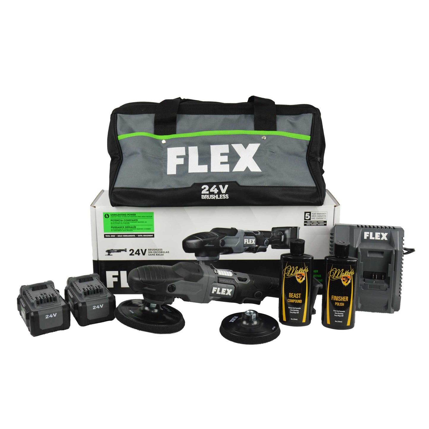 FLEX 24 Volt Cordless Rotary Polisher Set FX3311 - FREE BONUS!.