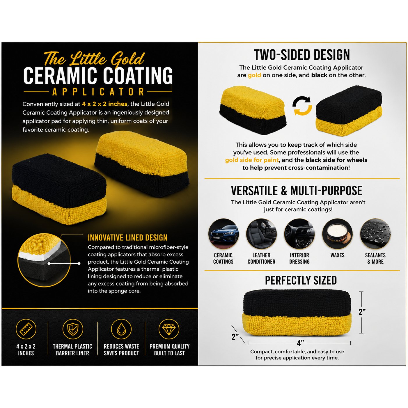 2 Pack Ceramic Coating Applicators with Barrier Liner