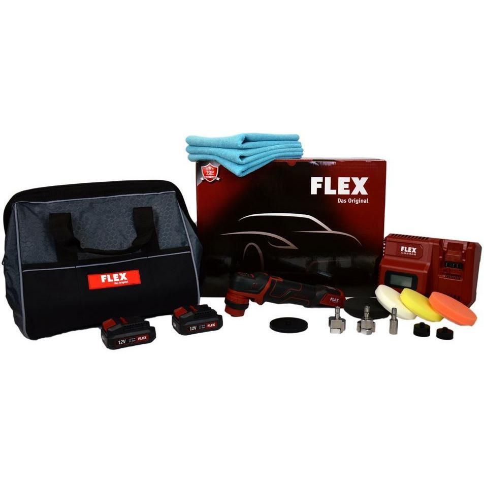 FLEX PXE 80 12-EC Cordless Mini Polisher Kit.