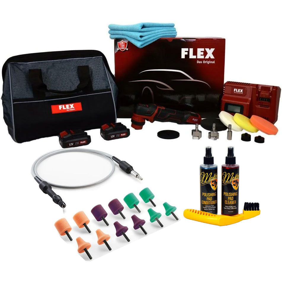 FLEX PXE 80 12-EC Cordless Mini Polisher PROFESSIONAL Kit.