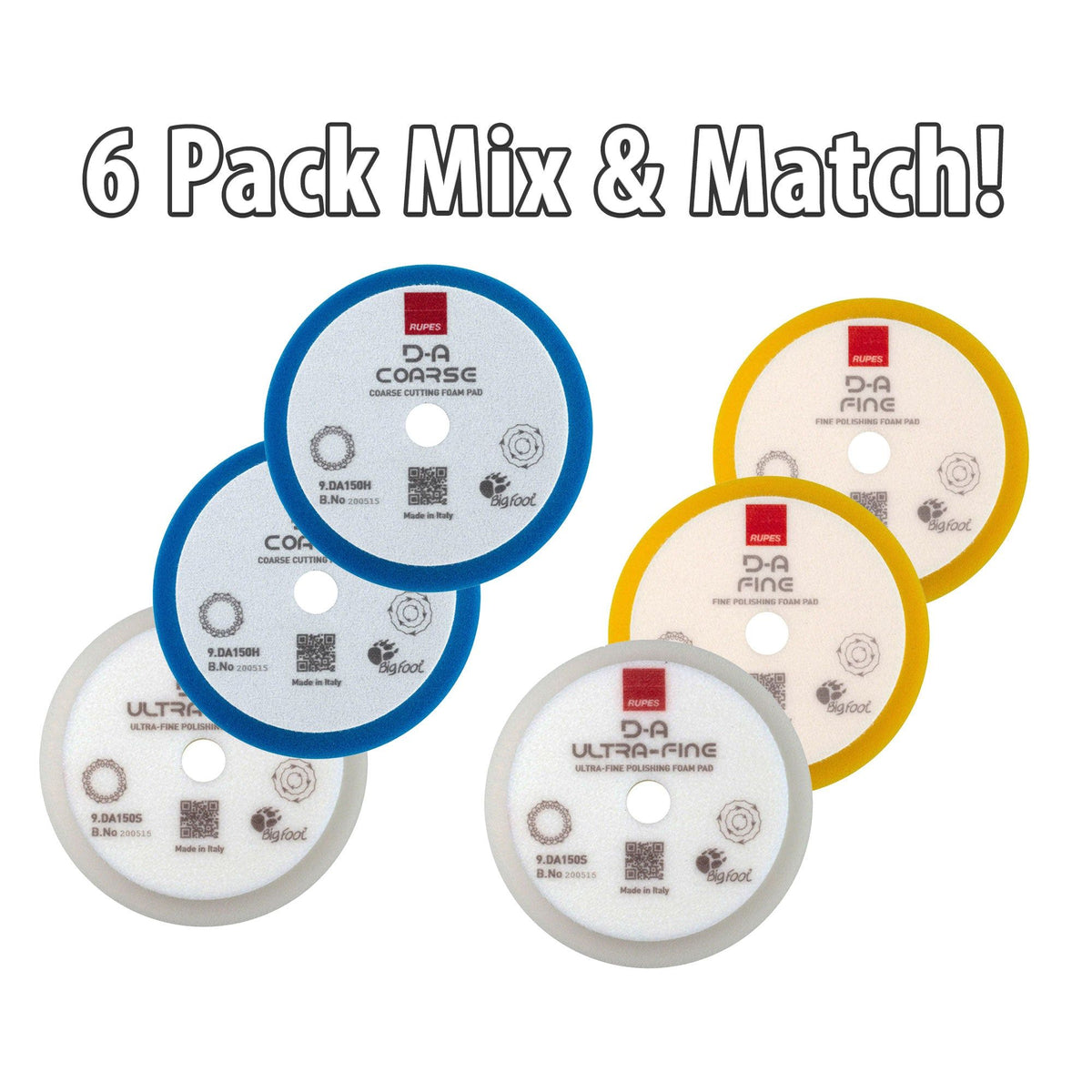 6 Pack 5.75 Inch RUPES Mix &amp; Match - FREE BONUS!