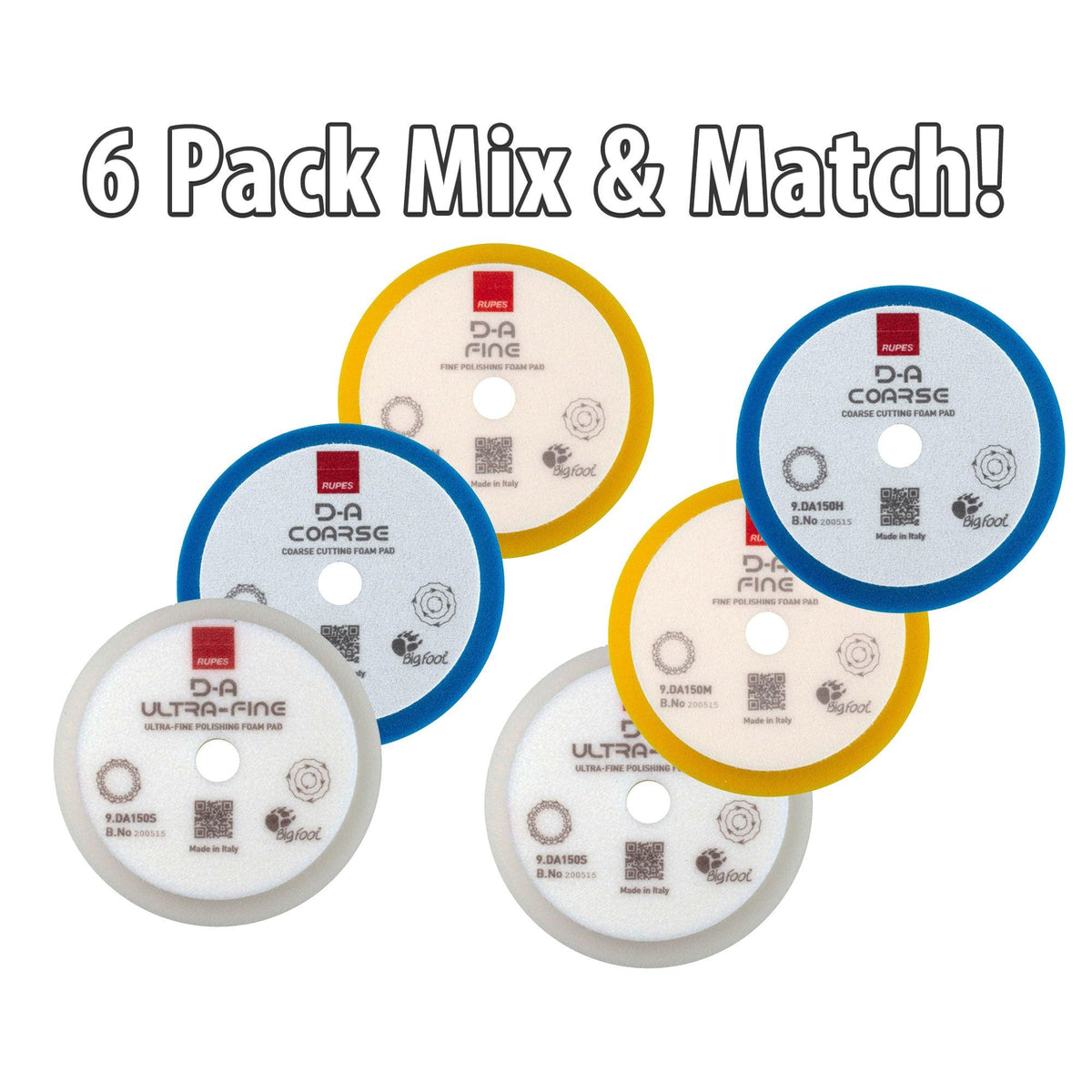 6 Pack 6.75 Inch RUPES Mix &amp; Match - FREE BONUS!