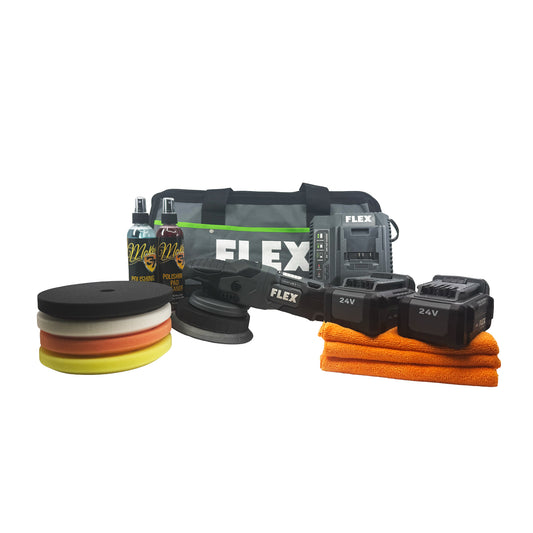 FLEX FC-3331-2C 24 Volt Dual Action Cordless Polisher Intro Pad Kit - FREE BONUS!