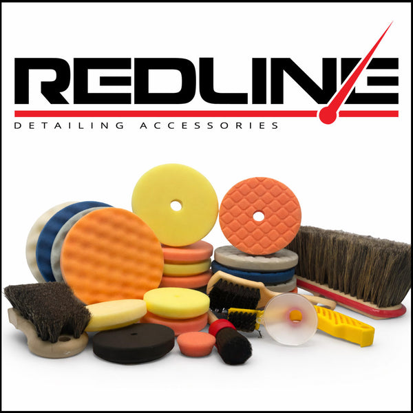 Collection of detailing accessories with Redline logo on a white background