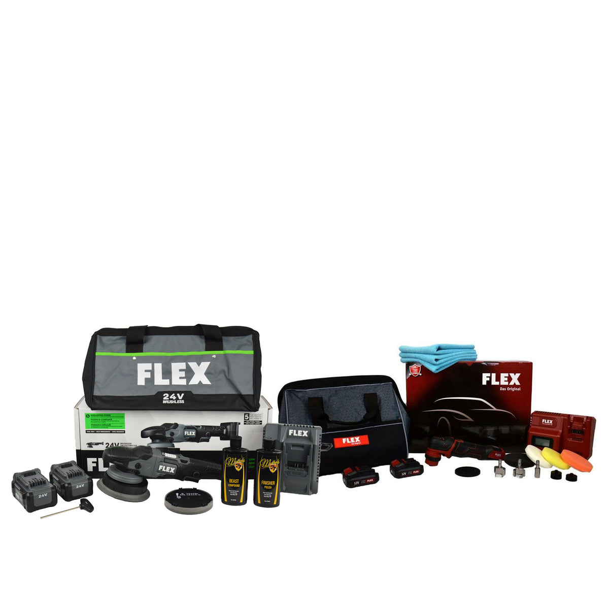 FLEX 24 Volt Cordless Polisher Set - PXE 80 &amp; Forced Rotation Orbital