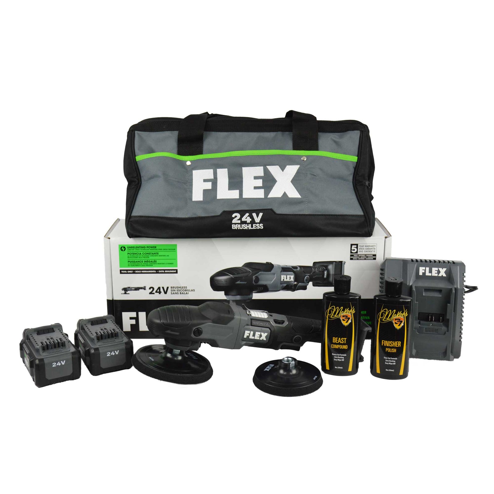 FLEX 24 Volt Cordless Rotary Polisher Set - FREE BONUS!