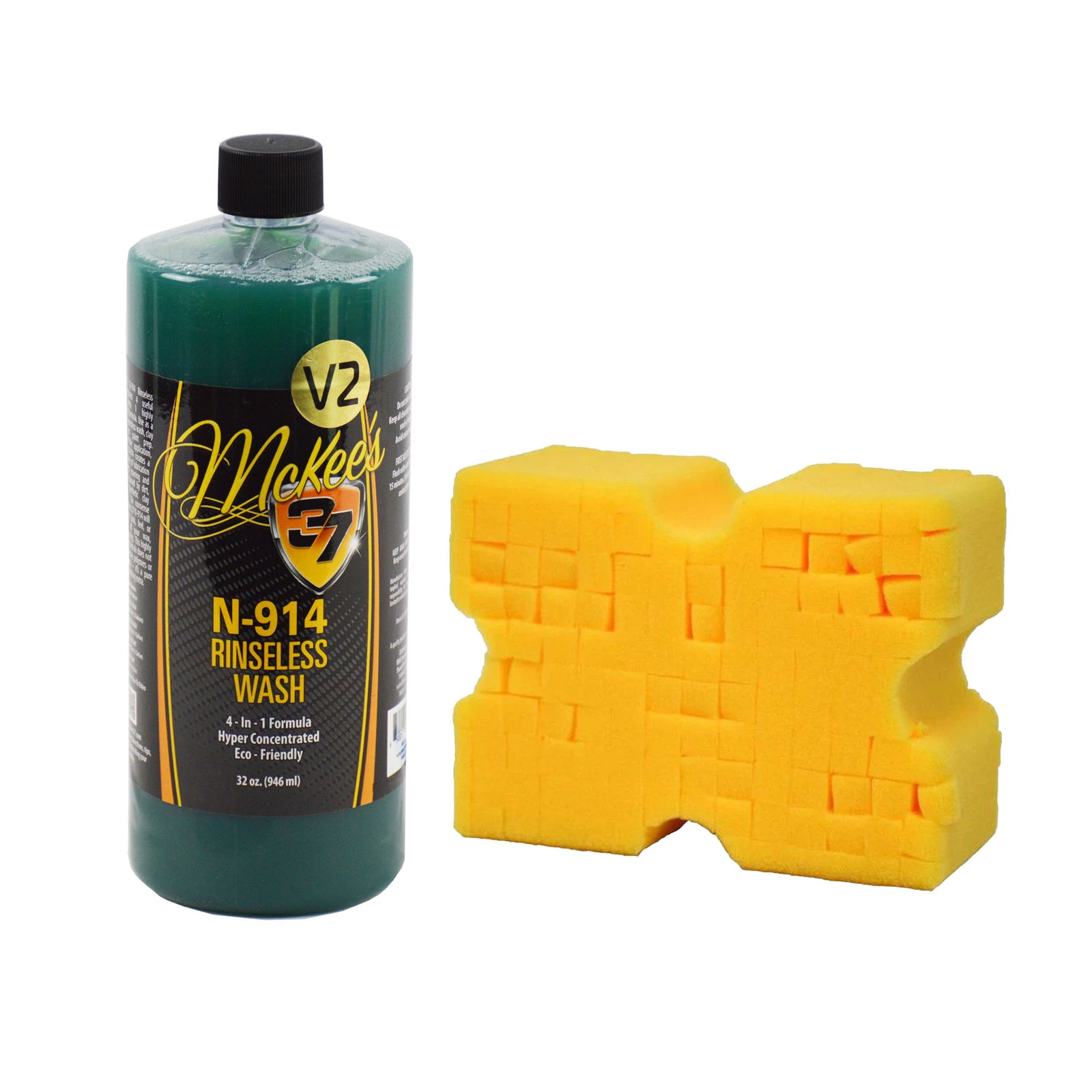 N-914 Rinseless Wash V2 Big Gold Sponge Combo