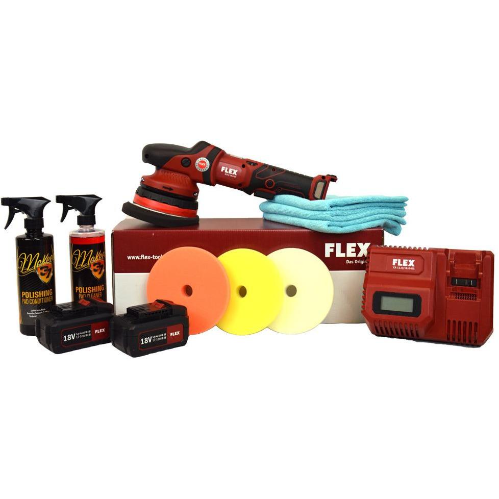 FLEX XCE 8-125 18.0 Dual Action Cordless Polisher Intro Pad Kit - FREE BONUS!