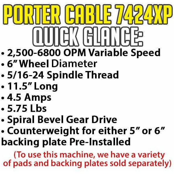 Porter Cable Variable Random Orbit Polisher PC7424XP & Golden